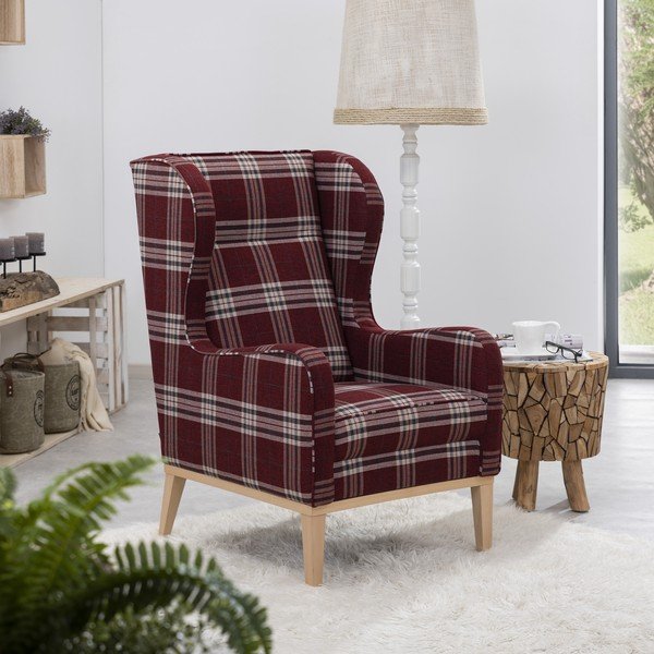 Sarkans rūtains atpūtas krēsls Max Winzer Angelo-image-1