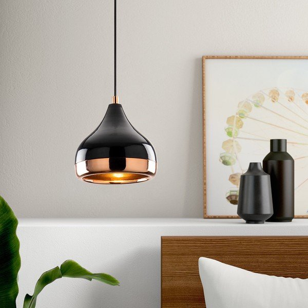 Piekaramā lampa melnā un vara krāsā Opviq lights Yildo, ø 17 cm-image-4