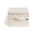 Bēša tekstila uzglabāšanas kaste ar vāku 31x41x22 cm Soft Storage Medium – Bigso