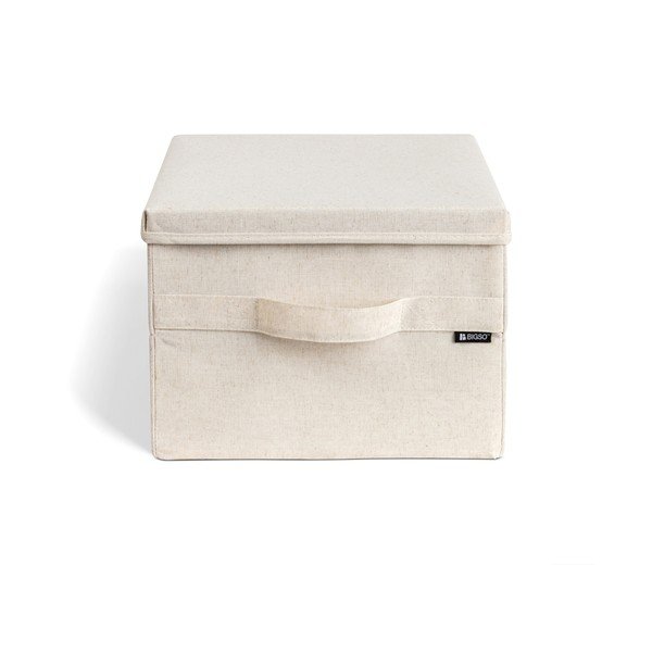 Bēša tekstila uzglabāšanas kaste ar vāku 31x41x22 cm Soft Storage Medium – Bigso