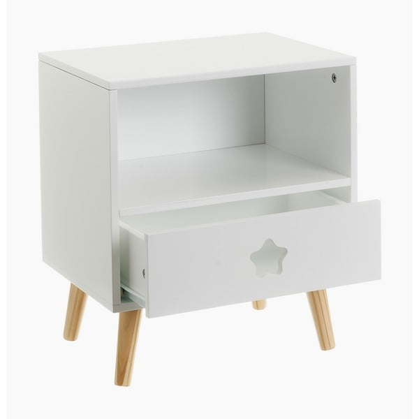 Balts bērnu naktsskapītis ar plauktiem – Casa Selección-image-1