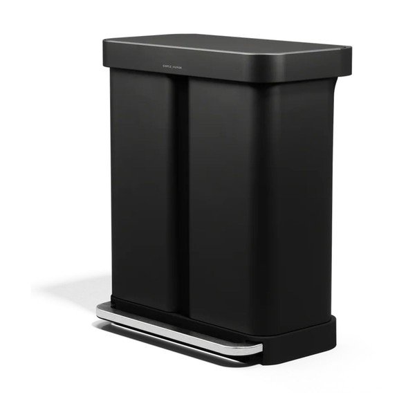 Matēti melna atkritumu šķirošanas/ar pedāli tērauda atkritumu tvertne 34+24 l – simplehuman-image-3