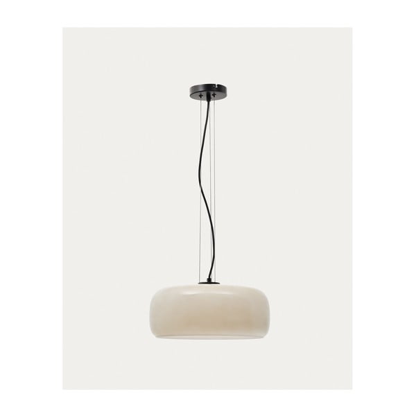 Pelēkbēša LED piekaramā lampa ar stikla abažūru ø 38 cm Reig – Kave Home-image-3