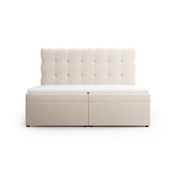 Bēša atsperu gulta ar veļas kasti 160x200 cm Bali – Cosmopolitan Design-image-2