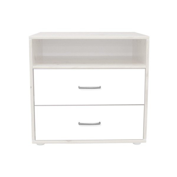 Balta bērnu kumode ar 2 lakota priedes koka atvilktnēm Flexa Classic-image-1