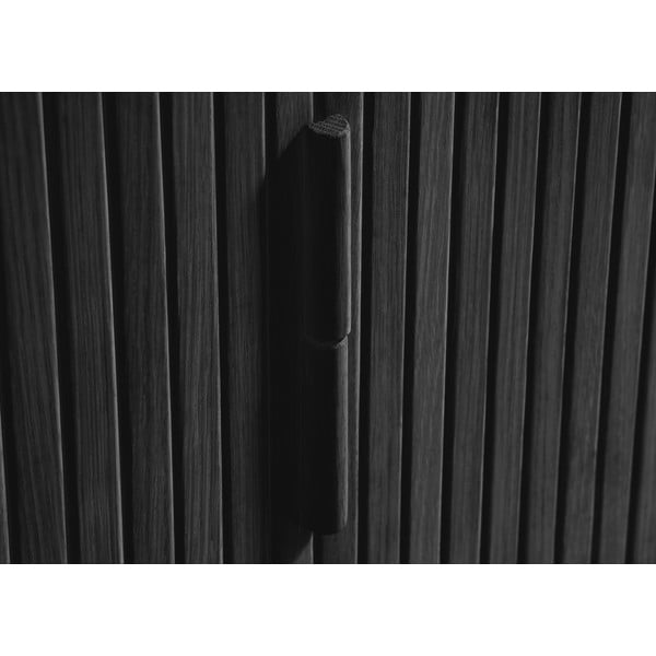 Melna zema kumode ar ozolkoka imitāciju ar bīdāmām durvīm 76x160 cm Cavo – Unique Furniture-image-1