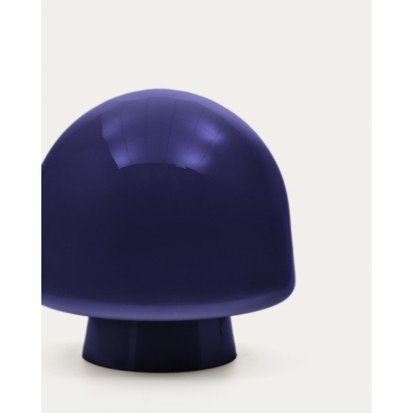 Tumši zila galda lampa ar stikla abažūru (augstums 20 cm) Reig – Kave Home-image-2