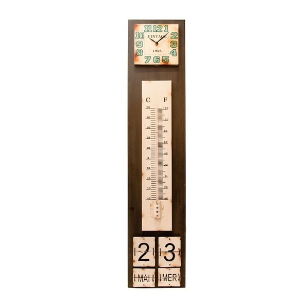 Pulkstenis ar termometru un kalendāru Antic Line