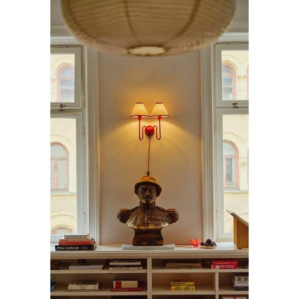 Sarkana/bēša lina sienas lampa ar vadu Juliet – Jotex-image-1