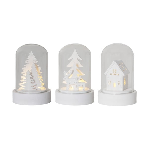 Balti gaismas dekori (3 gab.) ar Ziemassvētku motīvu ø 5,5 cm Kupol – Star Trading