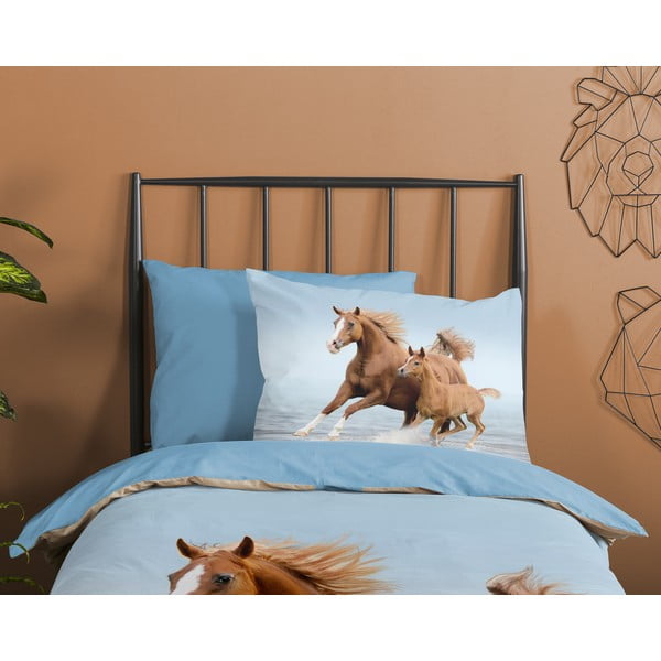 Zila vienguļamā kokvilnas bērnu gultas veļa 140x200 cm Free – Good Morning-image-2