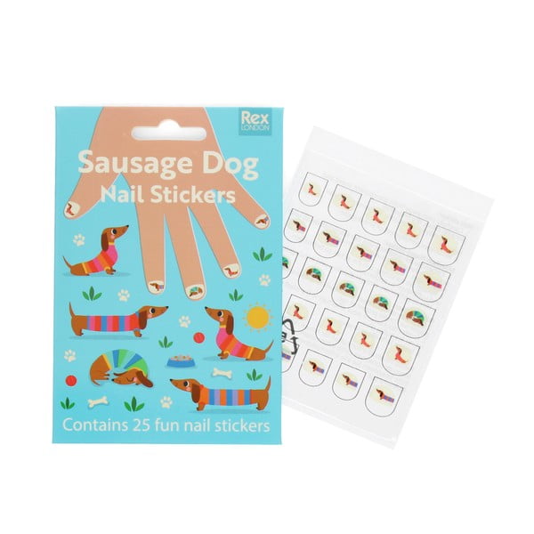 Radošais komplekts Sunny Sausage Dog – Nail stickers – Rex London