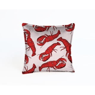 Rozā samta spilvens ar omāriem Velvet Atelier Lobster, 45 x 45 cm