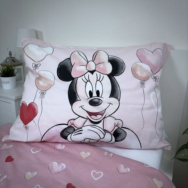 Rozā vienguļamā kokvilnas bērnu gultas veļa 140x200 cm Minnie "Balloon" – Jerry Fabrics-image-4