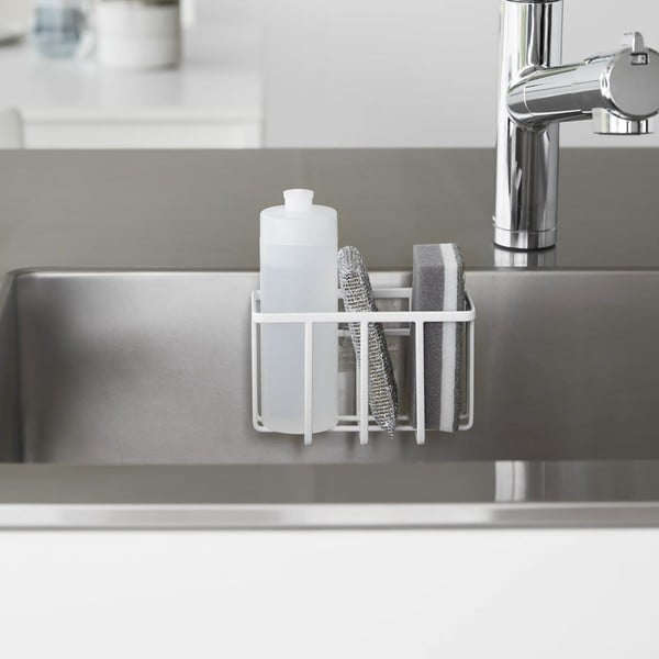 Balts metāla mazgāšanas līdzekļu turētājs ar uzstādīšanu bez urbšanas Film Hook – YAMAZAKI-image-1