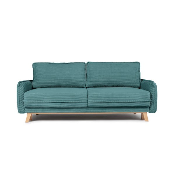 Tirkīzzils velveta izvelkams dīvāns 218 cm Tori – Bonami Selection