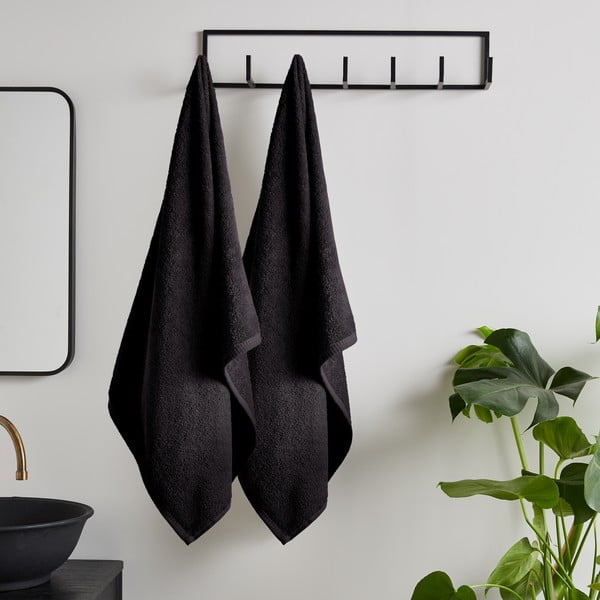 Melni ātri žūstoši/frotē kokvilnas dvieļi (2 gab.) 90x140 cm Quick Dry – Catherine Lansfield-image-1