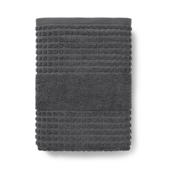 Tumši pelēks frotē dvielis no organiskās kokvilnas  50x100 cm Check – JUNA