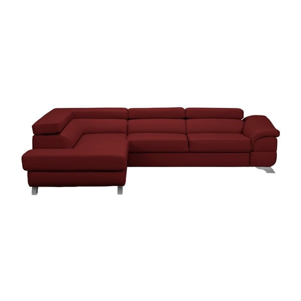 Sarkanās ādas izskats Windsor & Co Sofas Gamma dīvāns, kreisais stūris