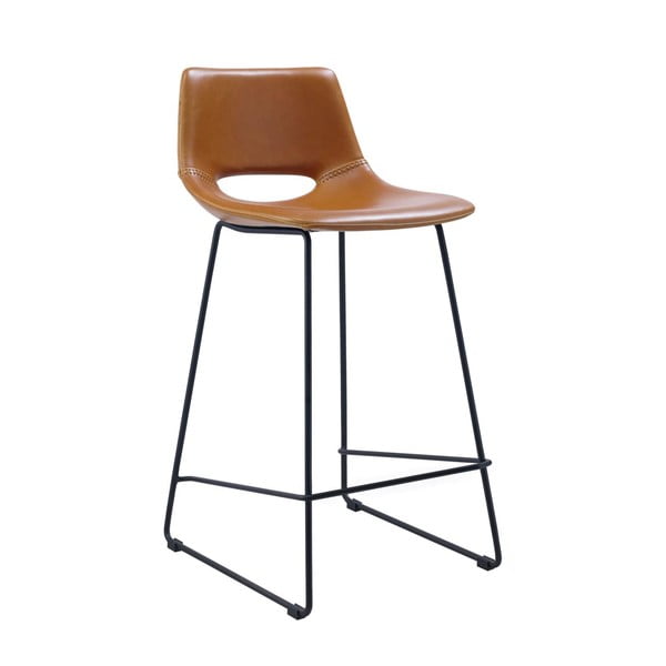 Konjakbrūni mākslīgās ādas bāra krēsli (2 gab.) (sēdekļa augstums 65 cm) Zahara – Kave Home