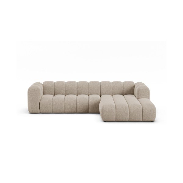 Bēšs stūra dīvāns no šenila auduma (ar labo stūri/ar zvilni) Lupine – Micadoni 