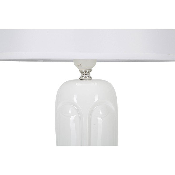 Balta keramikas galda lampa ar auduma abažūru (augstums 46 cm) Statua – Mauro Ferretti-image-2