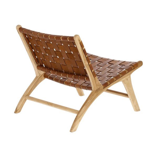 Konjakbrūns/dabīga toņa ādas austs atpūtas krēsls Calixta – Kave Home-image-3