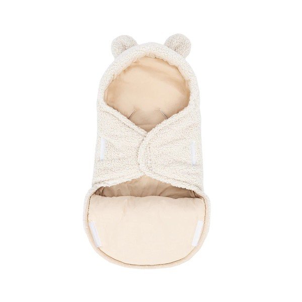 Krēmkrāsas bērnu ietinamā sedziņa no Sherpa flīsa 45x80 cm – Meowbaby-image-3
