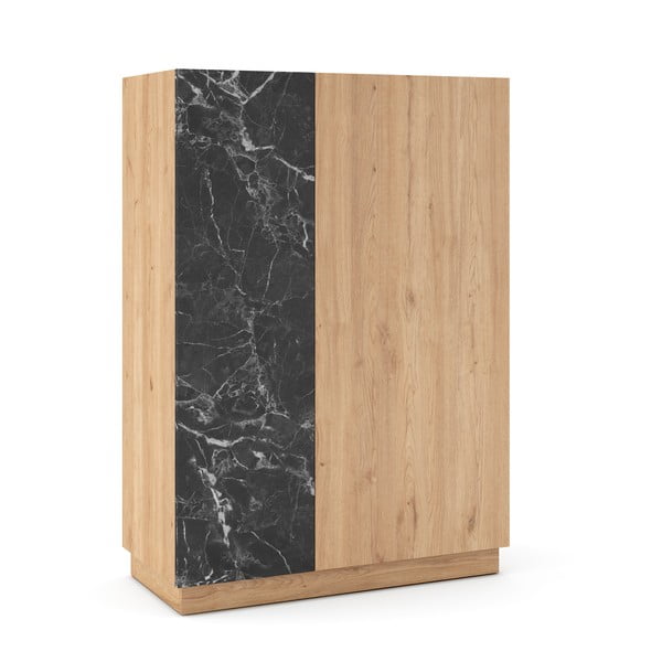 Melns/dabīga toņa ozolkoka imitācijas skapis 90x127 cm Dione – Marckeric-image-2