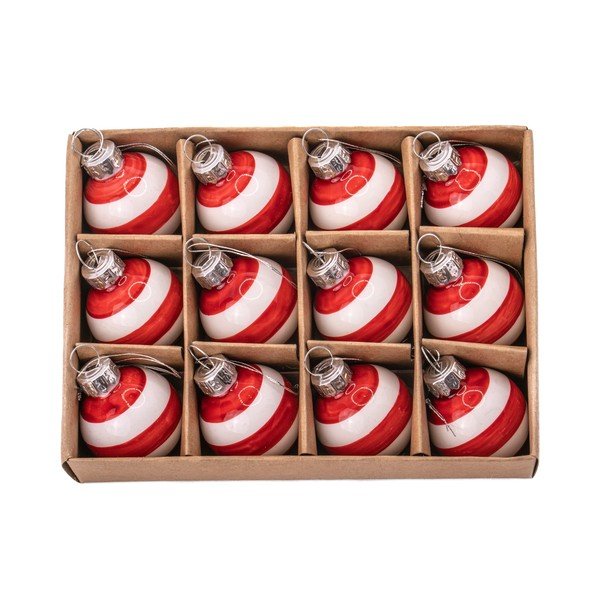 Stikla ar rokām izgatavotas Ziemassvētku eglītes bumbiņas (12 gab.) ø 3 cm Bauble Stripe – Sass & Belle-image-1