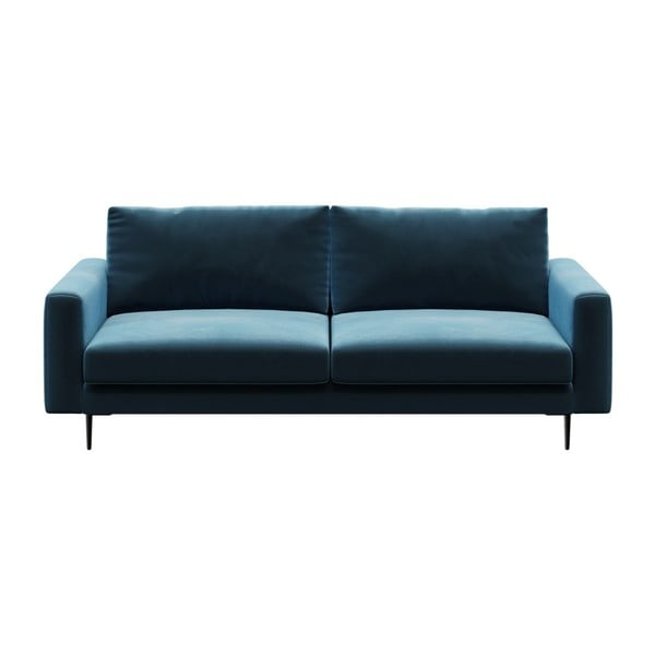 Tumši zils samta dīvāns Devichy Levie, 222 cm