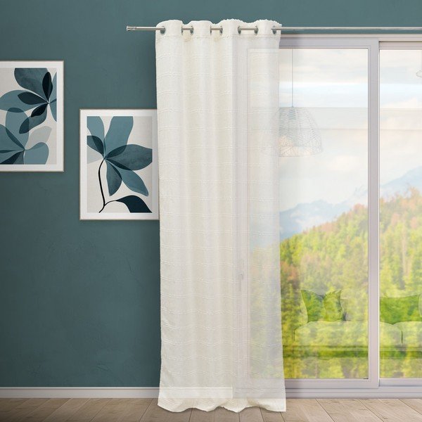 Balts/bēšs aizkars no lina maisījuma 140x260 cm Nodes – Casa Selección-image-1