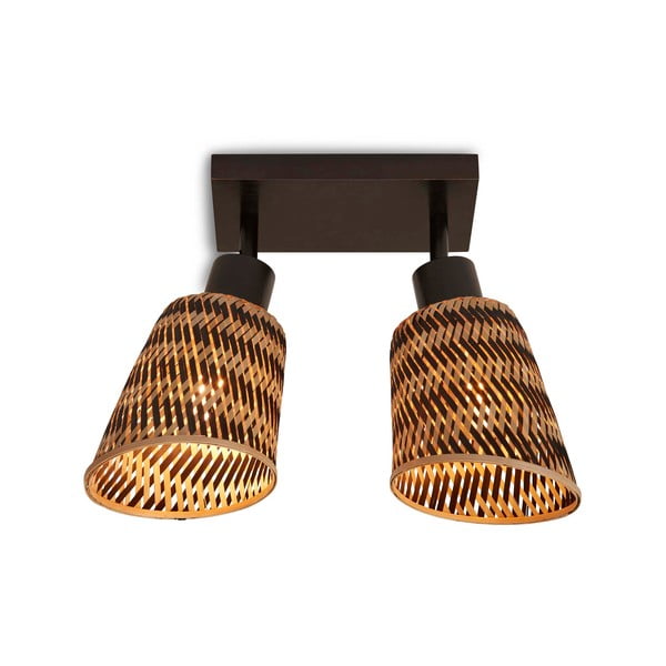 Melna/dabīga toņa griestu lampa ar bambusa abažūru ø 15 cm Java – Good&Mojo