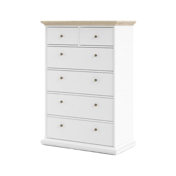 Balta kumode ar ozolkoka imitāciju Tvilum Paris, 96 x 140 cm-image-2