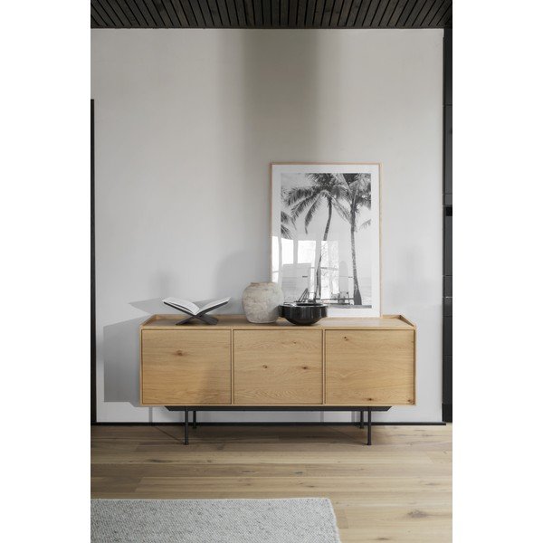 Zema kumode ar ozolkoka imitāciju dabīgā tonī 160x74 cm Brewerton – Rowico-image-4