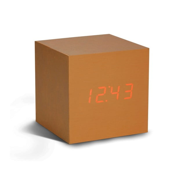 Oranžs modinātājs ar sarkanu LED displeju Gingko Cube Click Clock