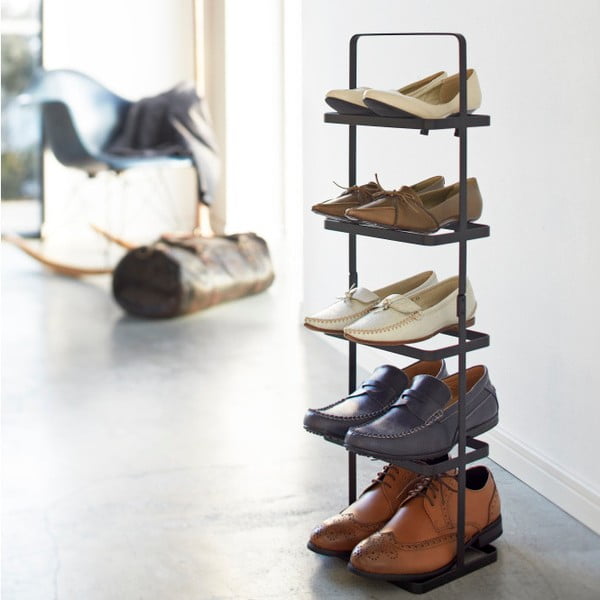 Melns metāla apavu statīvs Tower Shoe Rack – YAMAZAKI-image-3