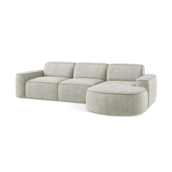 Krēmkrāsas stūra dīvāns no šenila auduma (ar labo stūri/ar zvilni) Omao – Makamii-image-4