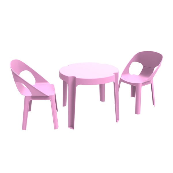 Rozā bērnu dārza komplekts 1 galds un 2 krēsli Resol Julieta