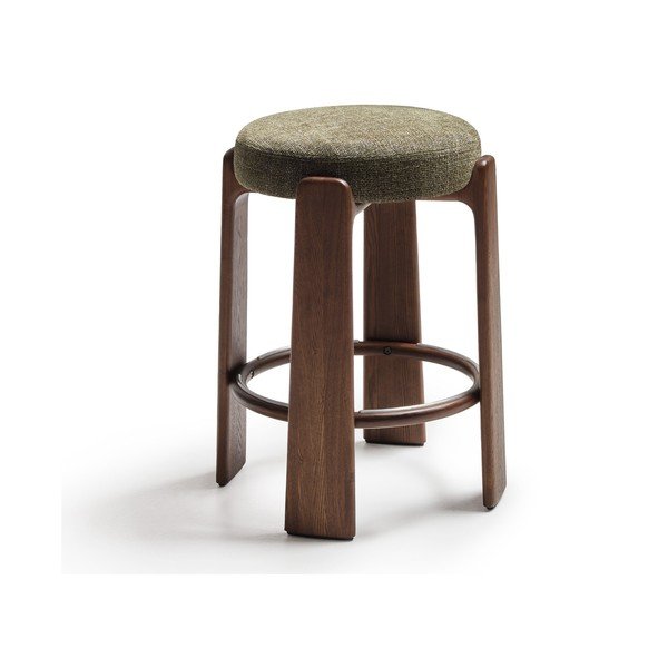 Zaļa/tumša dabīga toņa oša masīvkoka bāra taburete (sēdekļa augstums 65 cm) Granite – Kave Home