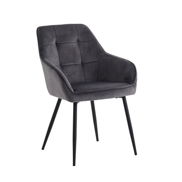 Pelēki polsterēti ēdamistabas krēsli ar roku balstiem (2 gab.) Nolan Square – Unique Furniture