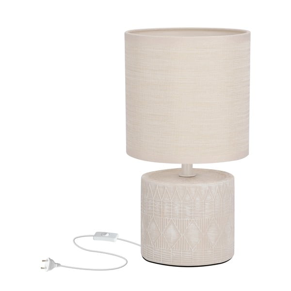 Bēša galda lampa ar auduma abažūru (augstums 26 cm) Dina – Candellux Lighting