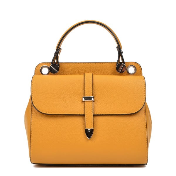 Dzeltena ādas somiņa ar 2 kabatām Carla Ferreri