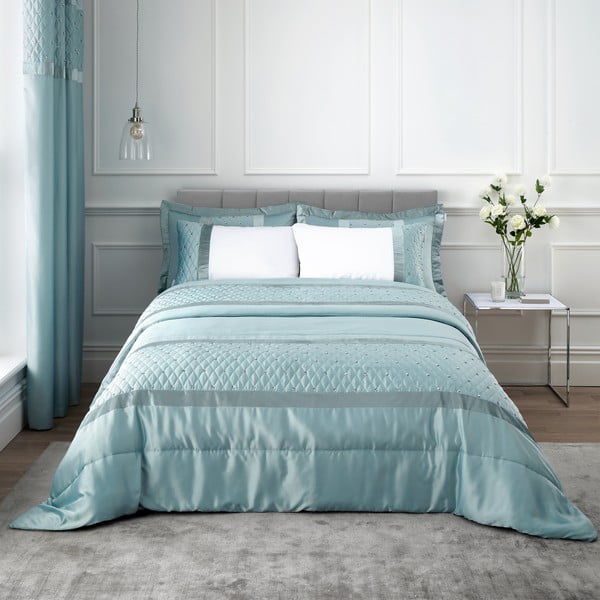 Zils satīna gultas pārklājs divguļamai gultai 240x260 cm Sequin Cluster – Catherine Lansfield