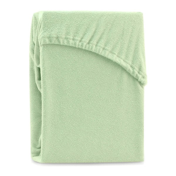 Gaiši zaļš elastīgs palags divguļamai gultai AmeliaHome Ruby Siesta, 220/240 x 220 cm