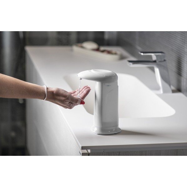 Balts plastmasas automātisks ziepju dozators 350 ml Aqualine  – Sapho-image-1