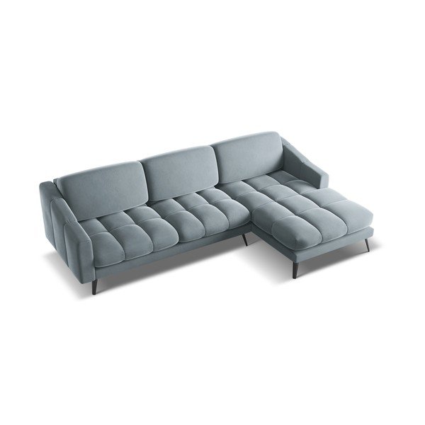 Gaiši zils samta stūra dīvāns (ar labo stūri) Nalu – Makamii-image-4