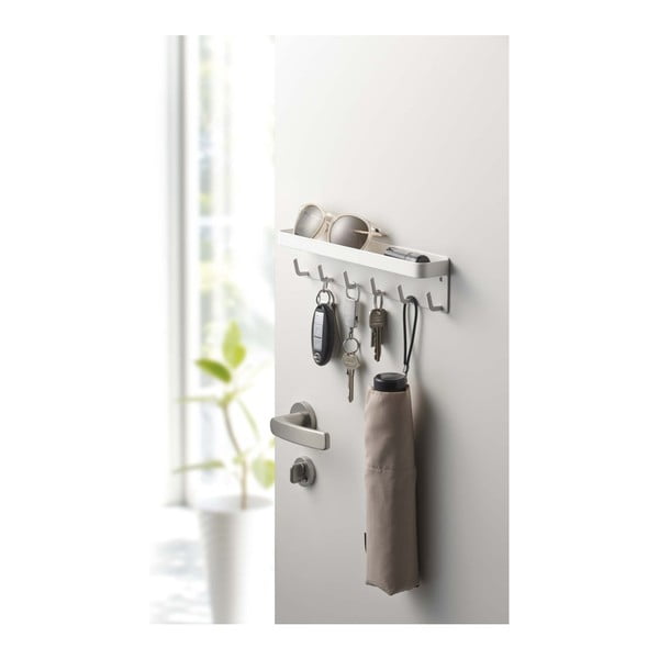 Balts sienas atslēgu turētājs ar plauktu YAMAZAKI Smart-image-1