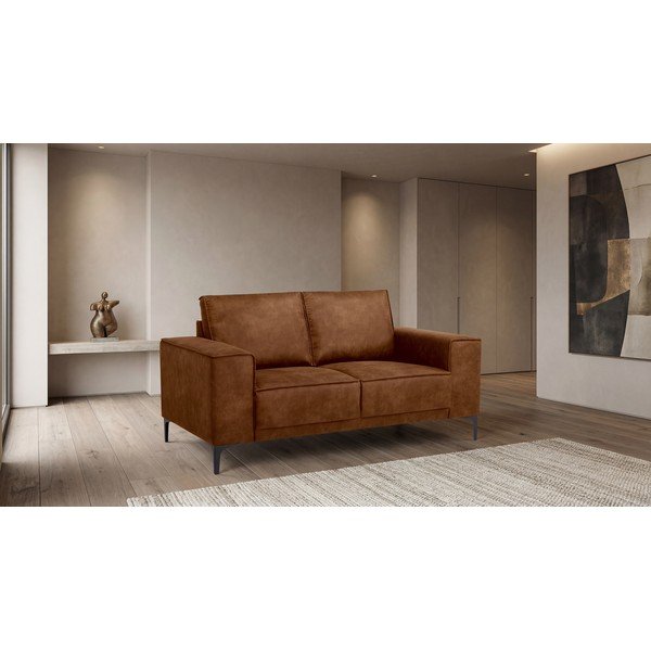 Konjakbrūns dīvāns no ādas imitācijas 164 cm Copenhagen – Scandic-image-4