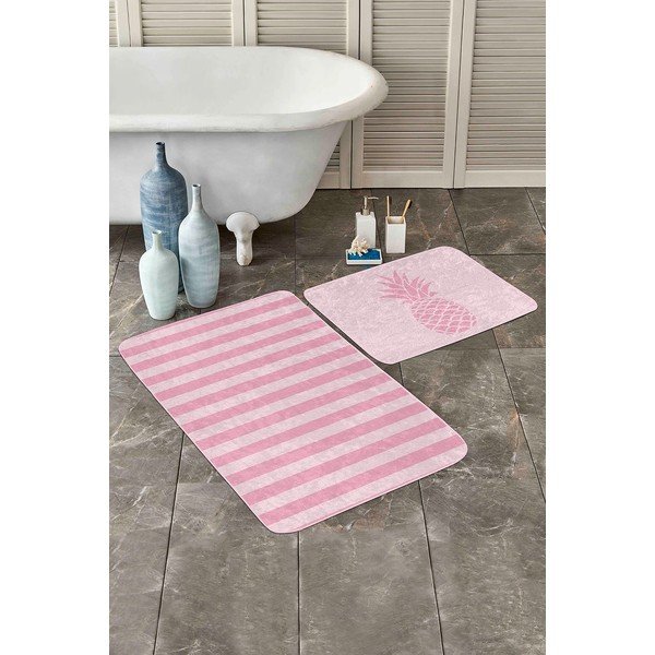 Rozā samta vannas istabas paklājiņi (2 gab.) 60x100 cm – Mila Home-image-2
